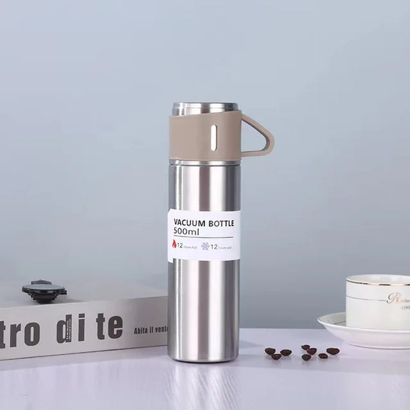 500ML 304 Stainless Steel Vacuum Insulated Bottle Gift Set Office Business Style Coffee Mug Thermos Bottle Portable Flask Carafe